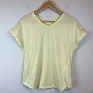 Columbia Yellow Striped Sleeveless V-neck Tee Women’s Size Medium